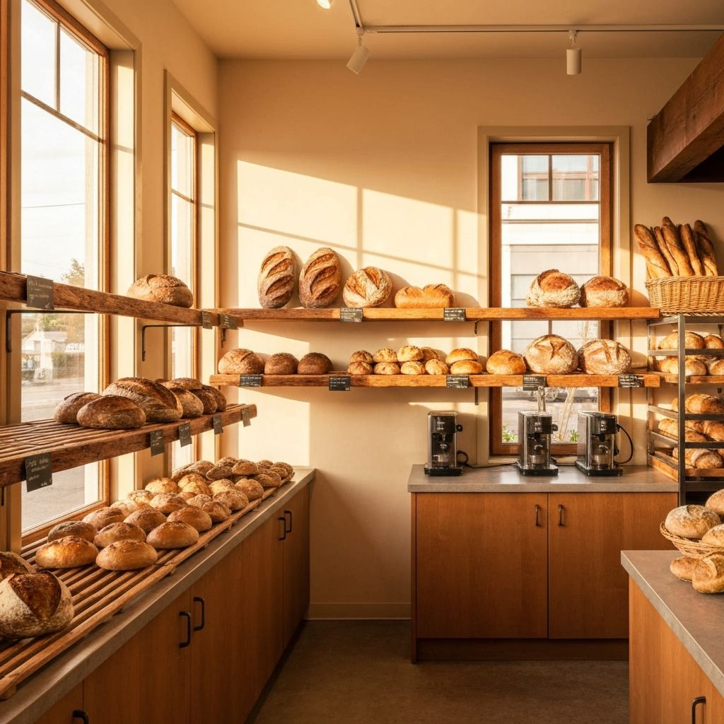 Inside Bloom Bakery with fresh bread on display