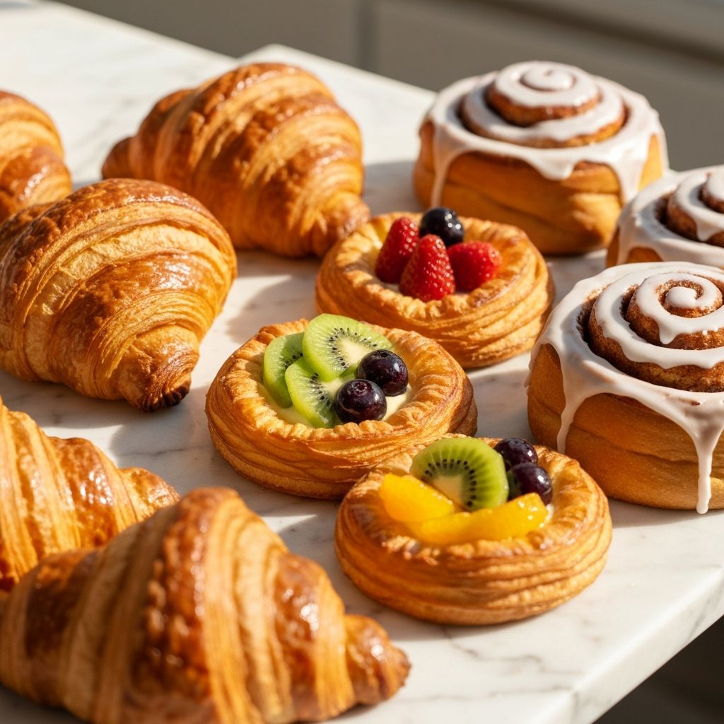 French pastries including croissants and danish